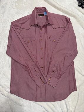 Vintage Stetson Mauve Striped Western Pearl Snap Shirt with branded Stetson “S”